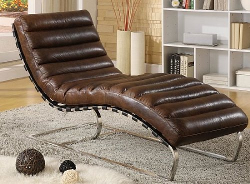 Phoenixarts Chaise Echtleder Vintage Leder Relaxliege Braun Design Recamiere Liege Sessel Chaiselongue Ledersessel NEU 436 von Phoenixarts