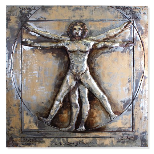 Phoenixarts Vitruv Metallbild 3D der vitruanische Mensch Bild Leonardo da Vinci 100x100 - über 40 Motive von Phoenixarts
