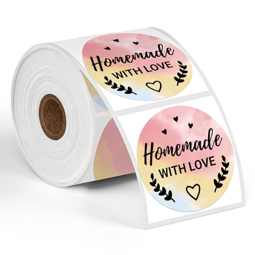 Phomemo 2" Runde Gemischte Farben Etiketten 750 Etiketten/Rolle, kompatibel mit MUNBYN, Phomemo, Polono Etikettendrucker, BPA-freie Versandetiketten Selbstklebende Thermoetiketten für Logo, Code von Phomemo