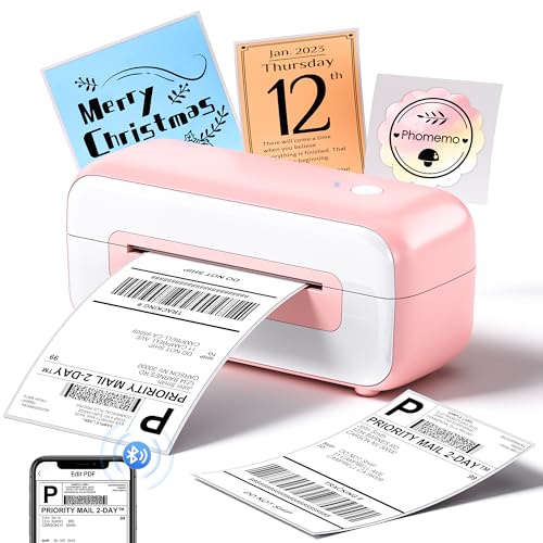 Phomemo 246BT Bluetooth Etikettendrucker DHL Label Printer,4x6 Thermodrucker DHL Labeldrucker,Versandetiketten Drucker Kompatibel mit Ebay,Amazon,Etsy,Shopify,UPS,FedEx etc(Rosa) von Phomemo