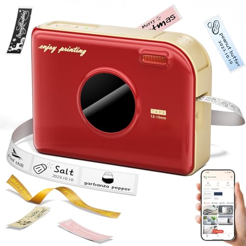 Phomemo A30 Etikettendrucker, Tragbares Beschriftungsgerät Bluetooth, Etikettiergerät Selbstklebend Kompatibel with Phone & PC, Thermotransfer-Labeldrucker für Zuhause,Weinlese-Rot von Phomemo
