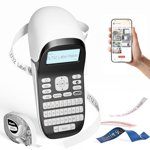 Phomemo LT12 Beschriftungsgerät Handgerät Bluetooth Etikettendrucker Tragbarer Etikettiergerät mit QWERTY Tastatur & Einfache Textbearbeitung, Ideal fürs Büro oder zu Hause - Weiß von Phomemo