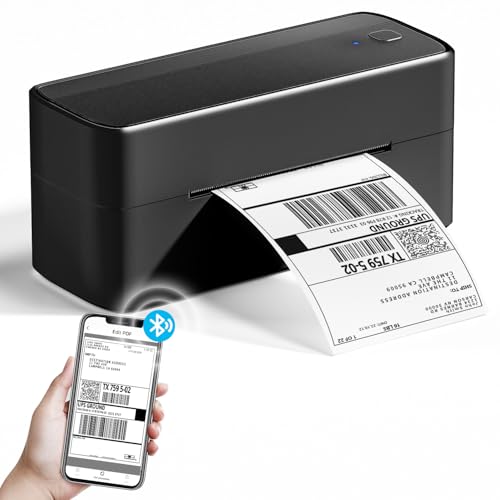 Phomemo Bluetooth Etikettendrucker, DHL Thermodrucker 4x6 Ettikettendrucķer, Bluetooth Etikettiergerät Label Printer für Barcode, Amazon, Etsy, Shopify, DHL, FedEx von Phomemo