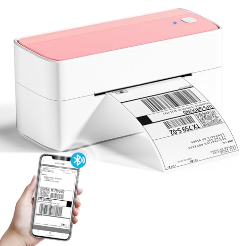 Phomemo Bluetooth Etikettendrucker, DHL Thermodrucker 4x6 Ettikettendrucķer, Bluetooth Etikettiergerät Label Printer für Barcode, Amazon, Etsy, Shopify, Royal Mail, DHL, FedEx, UPS-Rosa von Phomemo