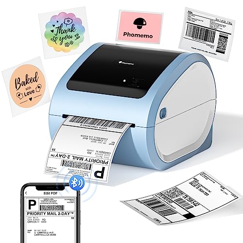 Phomemo Bluetooth Etikettendrucker D520BT, DHL Thermodrucker 4x6, Versandetiketten Drucker,Blau Labeldrucker for Amazon,Ebay,FedEx,UPS(Blau Label Drucker) von Phomemo
