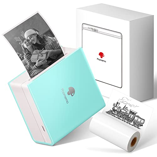 Phomemo M02 Mini Drucker Bluetooth Taschendrucker Fotodrucker Kompatibel mit Android- und iOS-System, Leistungsstarke App &Verschiedene Vorlagen für Journal, Malerei, Studiennotizen&DIY-Karte, Grün von Phomemo