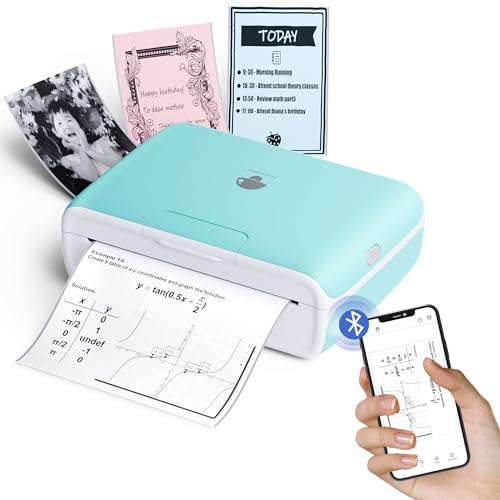 Phomemo M04S Tragbarer Thermodrucker, 300 DPI Aufkleber Drucker 4 Zoll Mobiler Drucker, 53/80/110 mm Druckbreite Kompatibel mit iOS & Android, für Studiennotizen, Dokumente, Fotos, Etiketten von Phomemo