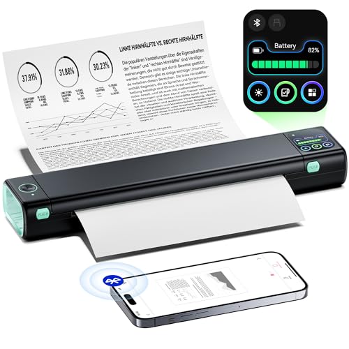 Phomemo M08D Touchscreen Mobiler Drucker, Bluetooth Thermodrucker A4, Rechnungen, Reisedrucker, Mini Tragbarer Drucker Kompatibel mit Phone, Monochromer Nur Thermopapie(M08F Upgrade) von Phomemo