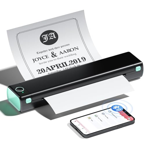 Phomemo M08F A4 Tragbarer Thermodrucker, unterstützt 21 x 29,7 cm A4 Thermopapier, kabellose mobile Reisedrucker für Auto und Büro, Bluetooth-Drucker kompatibel mit Android- und iOS-Handy und Laptop von Phomemo
