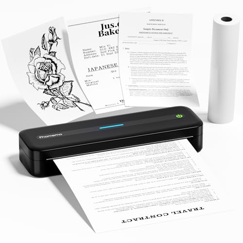 Phomemo M832 Thermodrucker, Mobiler Drucker A4 für Unterwegs Kompatibel mit Android und iOS für Phone & Laptop, Monochrom Reisedrucker Unterstützt A4 Thermopapier, Schwarz von Phomemo