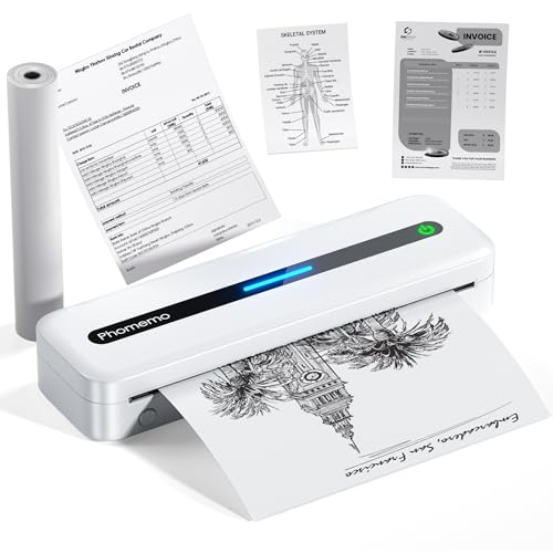 Phomemo M832 Mobiler Drucker A4 für Unterwegs, Mini Thermodrucker Kompatibel mit Android und iOS für Phone & Laptop, Bluetooth Tragbarer Drucker Unterstützen 210x297mm A4 Thermopapier von Phomemo