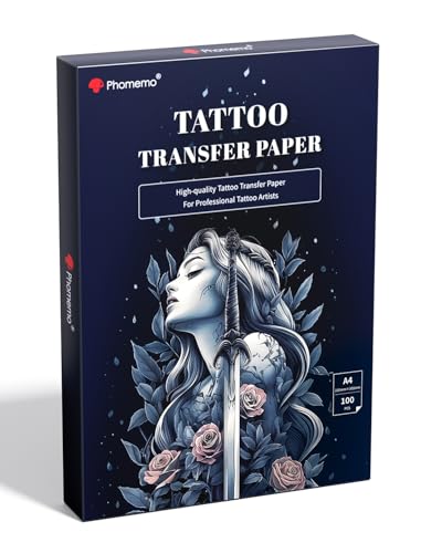 Phomemo Premium Tattoo Transfer Papier, M08F Professioneller A4 Transferpapier für Tattooing, Schablonenpapier für Tattoos Kompatibel mit M08F TP81 M08F Plus Tattoo Drucker, 100 Blätter von Phomemo