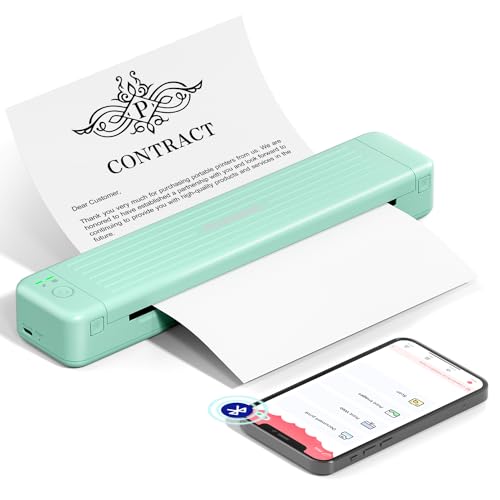 Phomemo P831 Thermodrucker, 300 DPI Mobiler Drucker A4 für Unterwegs, Bluetooth Drucker Kompatibel mit Android und iOS für Phone & Laptop, Monochrom Drucker Unterstützt 210 x 297 mm A4 Papier, Grün von Phomemo