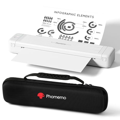 Phomemo P831 Thermodrucker, 300dpi Mobiler Drucker A4 für für Kleine Unternehmen, Autos, Verträge, Reisen, Monochromer Drucker Portable Kompatibel mit Android und iOS, mit 1 Aufbewahrungsbox von Phomemo