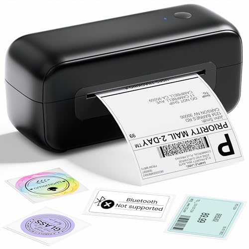 Phomemo PM246S Etikettendrucker, DHL thermodrucker für Mac/PC, Versandetiketten drucker Labeldrucker Selbstklebend Etiketten drucker für Amazon, Etsy, Shopify, Royal Mail, DHL, FedEx-Schwarz von Phomemo
