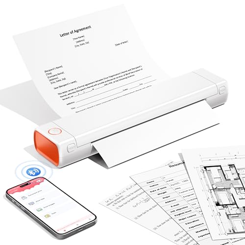 Phomemo M08F Mobiler Drucker, Thermodrucker Reisedrucker Unterstützt A4 Thermopapier, Mobiler Drucker A4 für Unterwegs Kompatibel mit Smartphone & PC von Phomemo