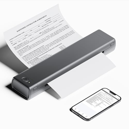 Phomemo M08F Thermodrucker, Bluetooth, tragbar, kabellos, tintenlos, mobiler Drucker für Büro, Zuhause, Bilder, kompatibel mit Telefon und Laptop, Grau von Phomemo