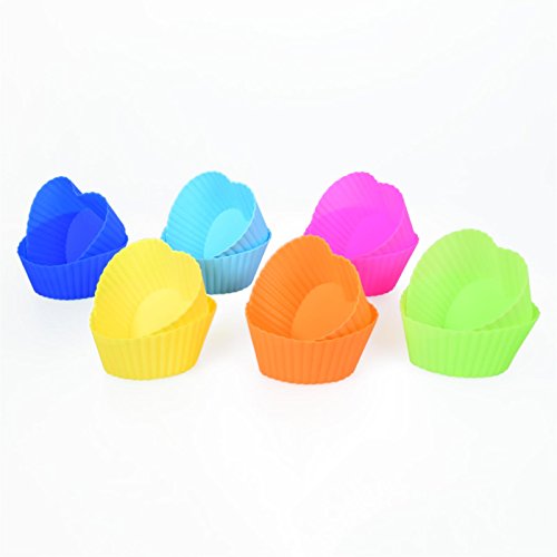 PhoneNatic - 12x Heartshape Cupcake-Förmchen in 6 verschiedenen Farben Silikon Muffin-Formen Backform von PhoneNatic