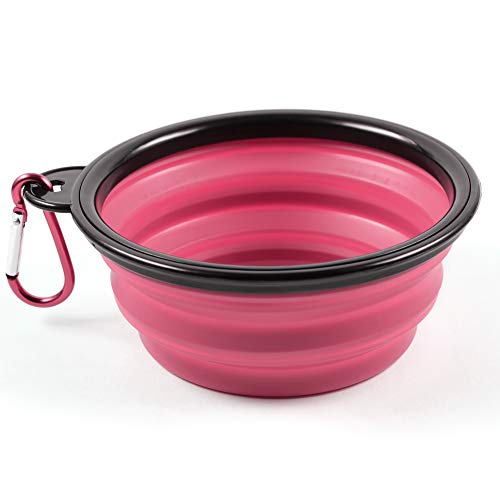 PhoneNatic 60014768 Faltbarer Silikon-Hundenapf in pink, Reisenapf für Hunde und Katzen mit Karabiner -, XL, pink, 1000 ml von PhoneNatic