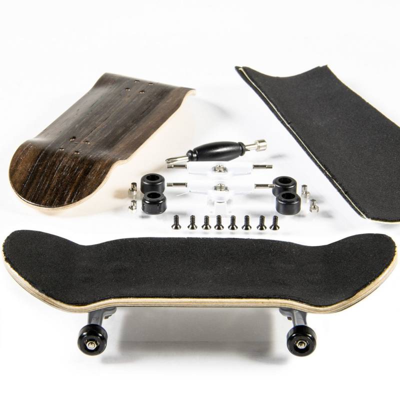 PhoneNatic Miniskateboard Finger-Skateboard Bau Set - Fingerboard - Griffbrett, Design 4 (Dunkelbraun) von PhoneNatic