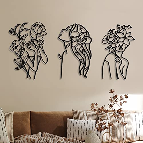 Photect 3 Stück Metall Wandkunst Dekor Minimalistische Abstrakte Frau Wandkunst Linie Zeichnung Wandkunst Dekor Metall Weiblich Einzeilige Wand Home Hanging für Schlafzimmer Küche Badezimmer, Schwarz Photect 3 Stück Metall Wandkunst Dekor Minimalistische Abstrakte Frau Wandkunst Linie Zeichnung Wandkunst Dekor Metall Weiblich Einzeilige Wand Home Hanging für Schlafzimmer Küche Badezimmer, Schwarz von Photect