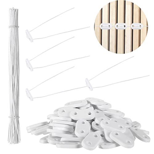 Befestigung Set Wetterfeste Befestigungsclips für PVC Sichtschutz 100 Sichtschutzmatte Befestigung Clips mit 100 Befestigung PVC Plättchen Draht Kabelbinder für Garten Rasen (Weiß) von Photect