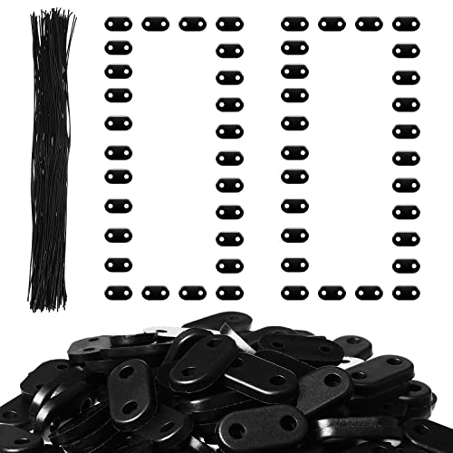 Photect Befestigung Set Wetterfeste Befestigungsclips für PVC Sichtschutz 100 Sichtschutzmatte Befestigung Clips mit 100 Befestigung PVC Plättchen Draht Kabelbinder für Garten Rasen(Schwarz) von Photect