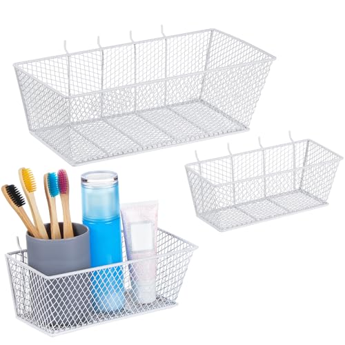 Pegboard Körbe Wandmontage Draht Pegboard Körbe 3 Größen Pegboard Zubehör Pegboard Behälter Korb Zuhause Garage Pegboard Hängend Organizer für Werkzeuge und Bastelarbeiten (Weiß, 3 Stücke) von Photect