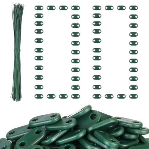 Photect Befestigung Set Wetterfeste Befestigungsclips für PVC Sichtschutz 100 Sichtschutzmatte Befestigung Clips mit 100 Befestigung PVC Plättchen Draht Kabelbinder für Garten Rasen(Grün) von Photect