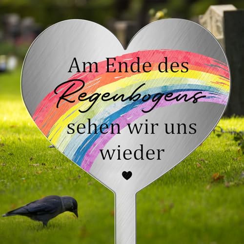 Photect Grabstecker Metall Herz mit Spruch Am Ende des Regenbogens Sehen Wir Uns Wieder Herz Grabdekoration Wetterfest Frostbeständig Grabschmuck zum Erinnerung Andenken Dekoherz Trauer Photect Grabstecker Metall Herz mit Spruch Am Ende des Regenbogens Sehen Wir Uns Wieder Herz Grabdekoration Wetterfest Frostbeständig Grabschmuck zum Erinnerung Andenken Dekoherz Trauer von Photect