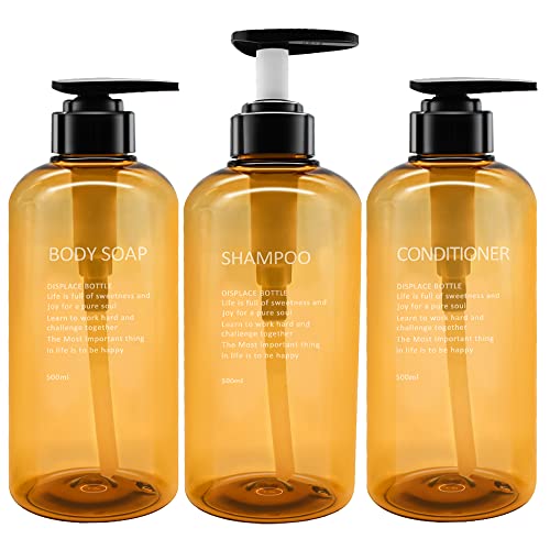 3er Pack nachfüllbarer Shampoo- und Conditioner-Spender, leerer Seifenspender aus Kunststoff für die Dusche, wiederverwendbares Shampoo- und Body-Wash-Flaschenpumpen-Set für Badezimmer oder Hotel von Photken