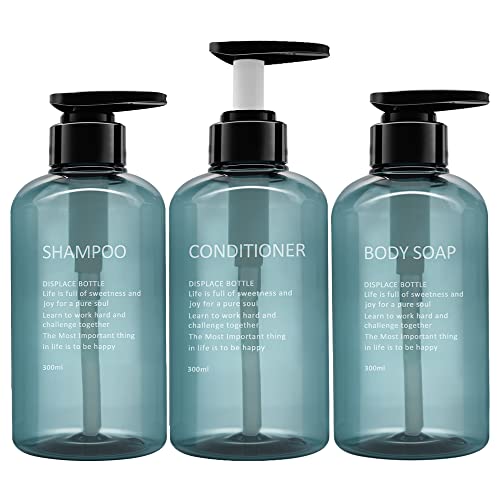 3er Pack nachfüllbarer Shampoo- und Conditioner-Spender, leerer Seifenspender aus Kunststoff für die Dusche, wiederverwendbares Shampoo- und Body-Wash-Flaschenpumpen-Set für Badezimmer oder Hotel von Photken