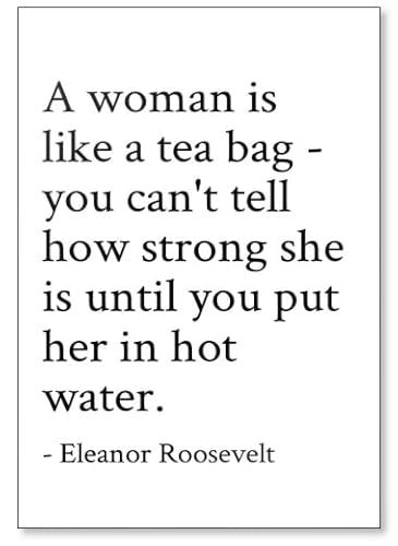 A woman is like a tea bag - you can't tel. - Eleanor Roosevelt - quotes fridge magnet, Weiß von Photo Magnet