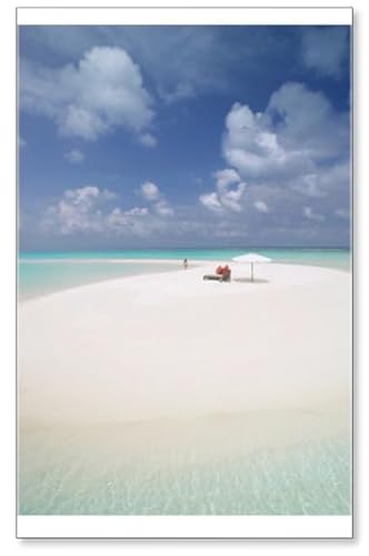 Kühlschrankmagnet, Motiv: Frau auf einer Sandbank, Malediven, Asien, Reiseillustration, Kühlschrankmagnet von Photo Magnet