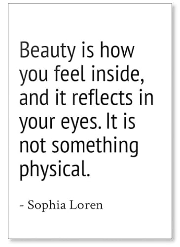 Kühlschrankmagnet mit Aufschrift "Beauty is how you feel inside and it reflects". Sophia Loren Zitate, Weiß von Photo Magnet