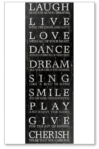 Kühlschrankmagnet mit Motivationszitat "Laugh, Live, Love, Dance, Dream, Singen, Smile, Play, Cheirish" von Photo Magnet