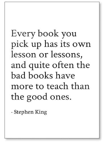 Kühlschrankmagnet mit Zitat"Every book you pick up has its own lesson or l. - Stephen King, weiß von Photomagnet