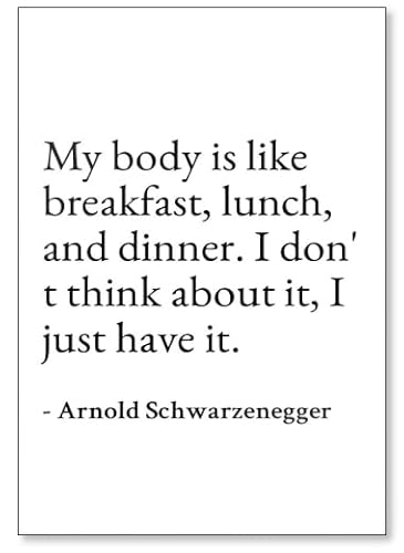 My body is like breakfast, lunch and Kühlschrankmagnet mit Zitaten von Arnold Schwarzenegger, weiß von Photomagnet