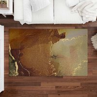 Alkohol Tinte Textur Teppich Grün Und Braun Bodenmatte Marmor Mit Goldadern Bodenabdeckung Gold Glitzer Schlafzimmer von PhotoDuchess