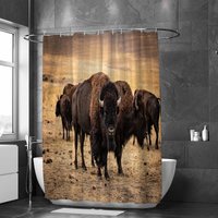 Herde Von Bison Duschvorhang Badvorhang Braun Bad Dekor Tier Lebensraum Dusche Dekore American Duschvorhänge von PhotoDuchess
