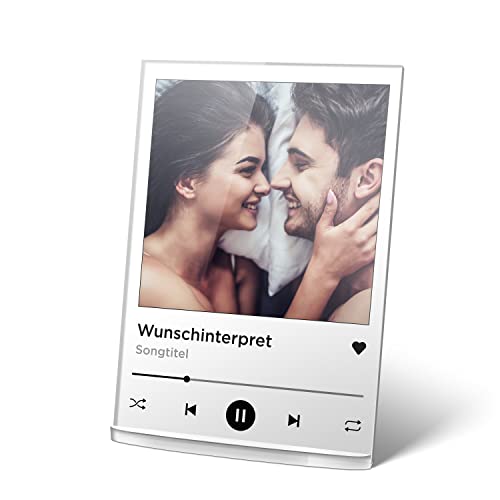 PhotoFancy® - Acrylglas Bild im Spotify Design personalisiert mit deinem Foto, Text und Widmung - Musik Album-Cover Aufsteller als personalisierte Geschenkidee für alle Musikfans - Größe A4 von PhotoFancy