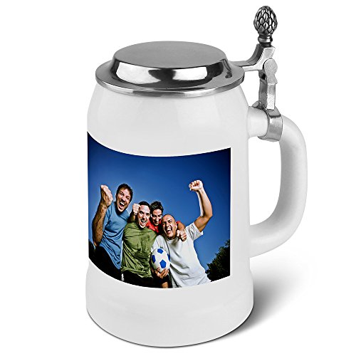 PhotoFancy® - Bierkrug mit Foto Bedrucken - Krug Personalisieren - Humpen mit eigenem Motiv selbst gestalten (Bierkrug mit Deckel 0,5 L) von PhotoFancy