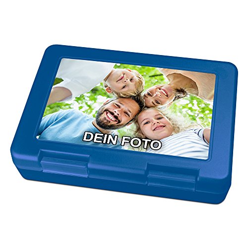 PhotoFancy® - Brotdose mit Foto bedrucken - Brotbox zum personalisieren - Lunchbox mit eigenem Motiv selbst gestalten (Blau) von PhotoFancy