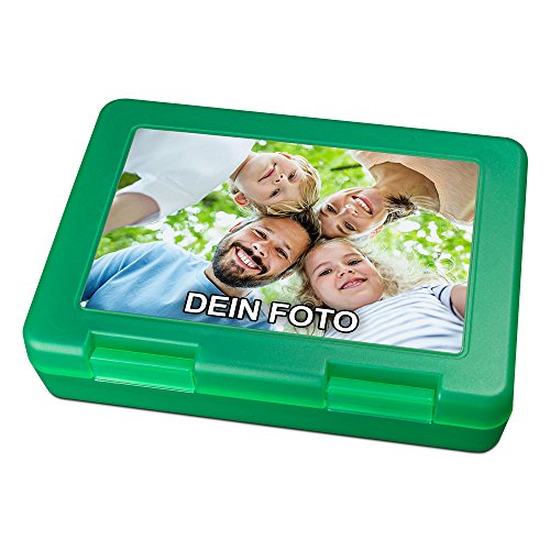 PhotoFancy® - Brotdose mit Foto bedrucken - Brotbox zum personalisieren - Lunchbox mit eigenem Motiv selbst gestalten (Grün) von PhotoFancy