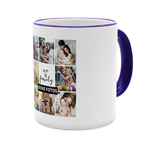 PhotoFancy® - Fototasse 'Collage' - Personalisierte Tasse mit eigenem Foto - Dunkelblau - Layout Collage 9 Bilder von PhotoFancy