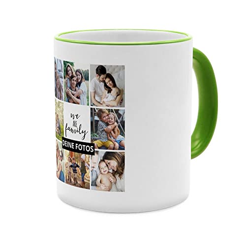 PhotoFancy® - Fototasse 'Collage' - Personalisierte Tasse mit eigenem Foto - Grün - Layout Collage 9 Bilder von PhotoFancy