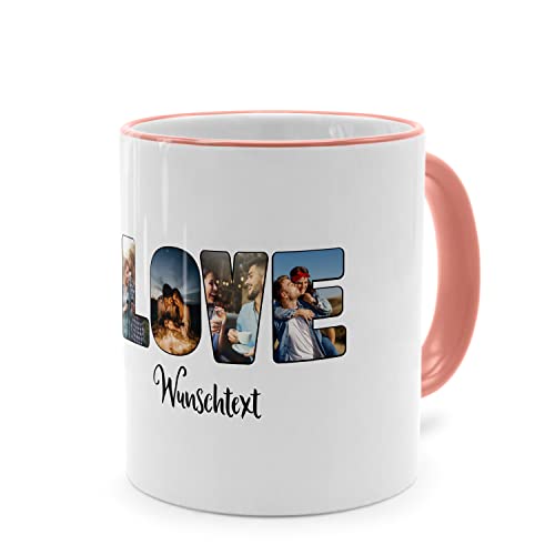 PhotoFancy® - Fototasse 'LOVE' - Personalisierte Tasse mit eigenem Foto und Text selbst gestalten - Rosa von PhotoFancy