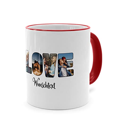 PhotoFancy® - Fototasse 'LOVE' - Personalisierte Tasse mit eigenem Foto und Text selbst gestalten - Rot von PhotoFancy