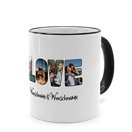 PhotoFancy® - Fototasse 'LOVE' - Personalisierte Tasse mit eigenem Foto und Text selbst gestalten - Schwarz von PhotoFancy