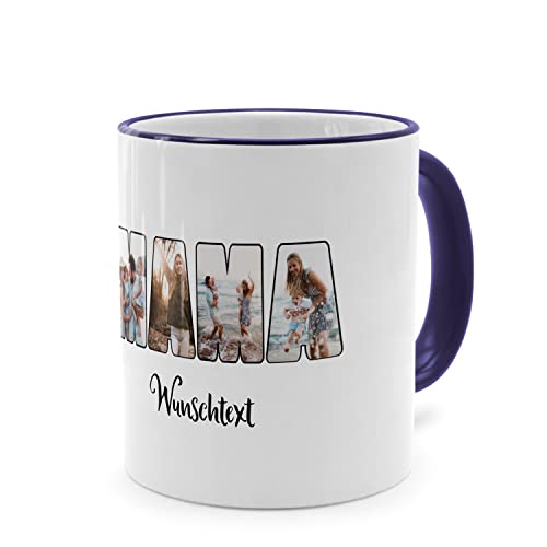 PhotoFancy® - Fototasse 'MAMA' - Personalisierte Tasse mit eigenem Foto und Text selbst gestalten - Dunkelblau von PhotoFancy